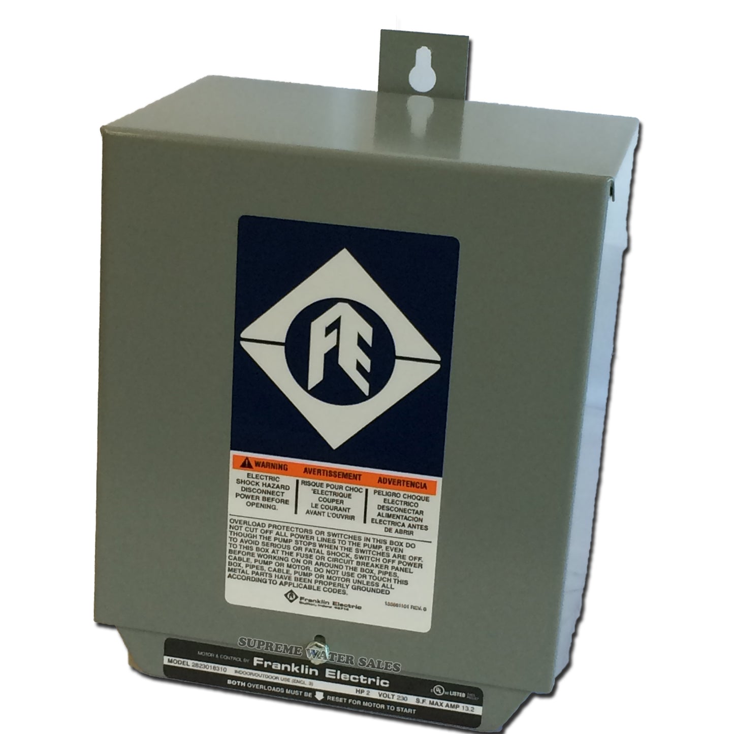 Franklin Electric 2823018310 - 2 HP - Submersible Motor Control Box - DELUXE w/ Magnetic Contactor
