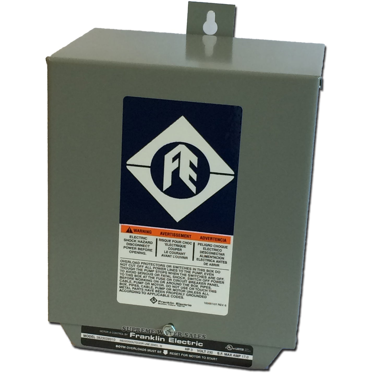 Franklin Electric 2823028310 - 3 HP - Submersible Motor Control Box - DELUXE w/ Magnetic Contactor