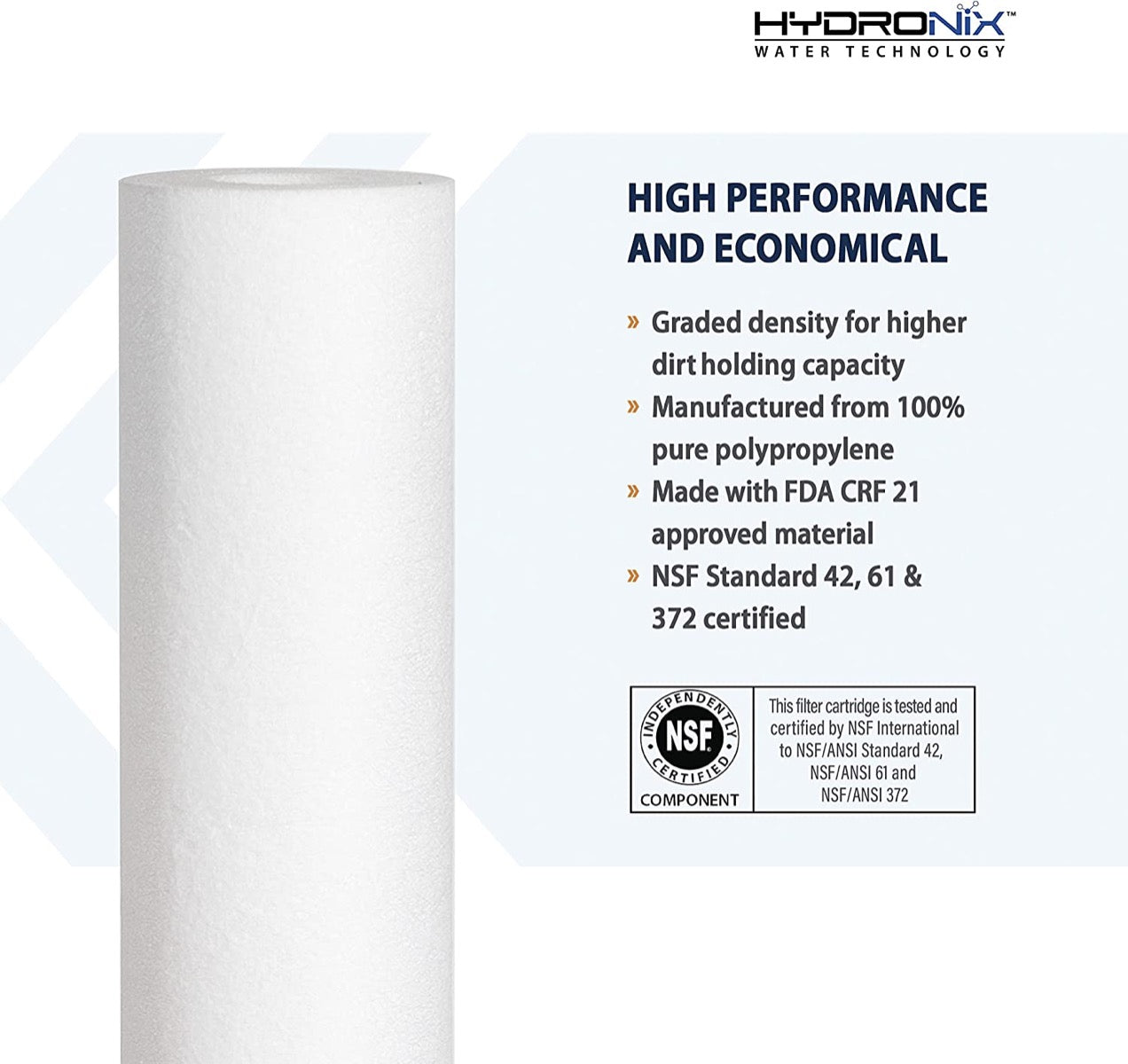 Hydronix SDC-25-1050 - Melt Blown Filter Cartridges - 50 micron - 2-1/2 x 9-7/8 inch