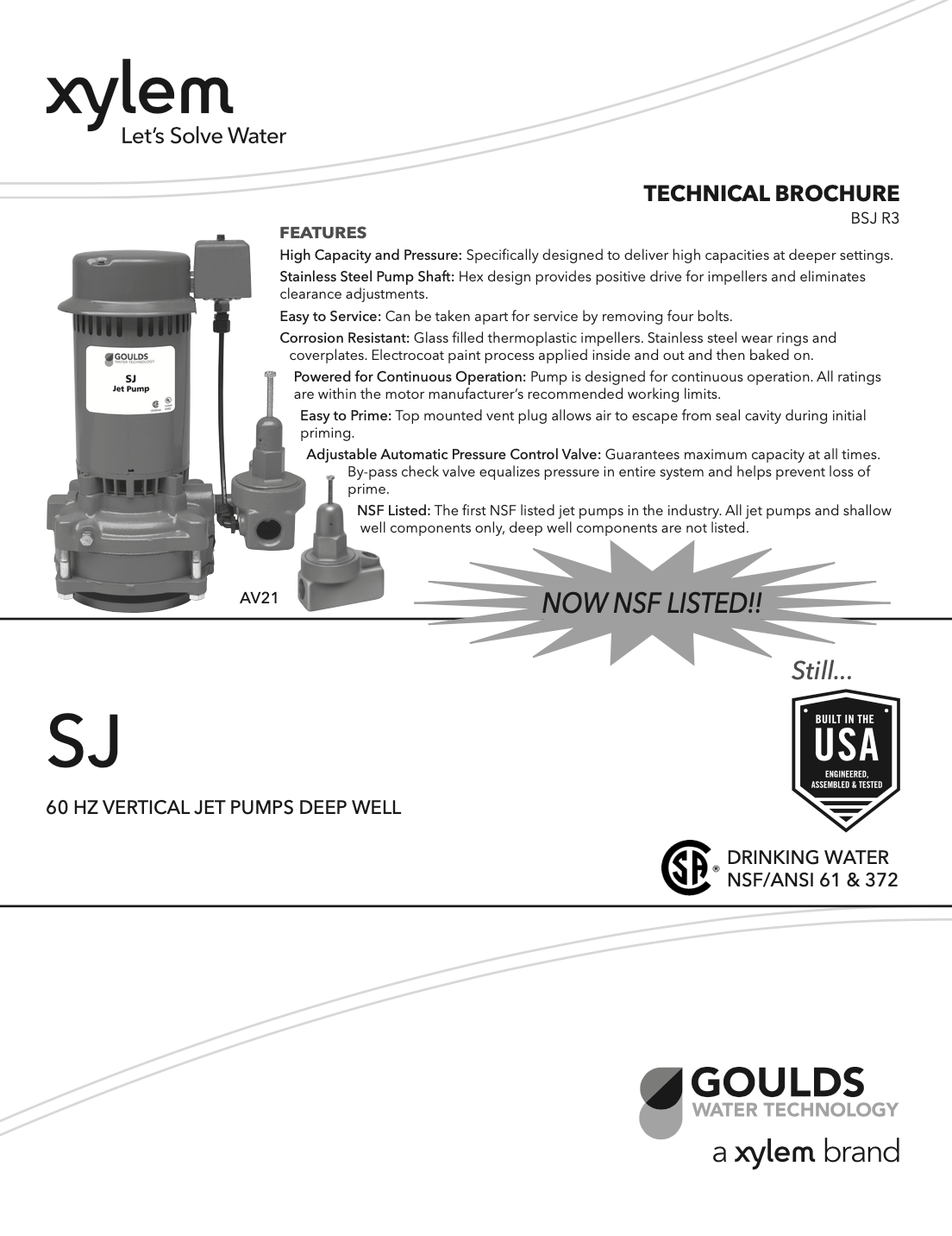 Goulds SJ10 Vertical Deep Well Jet Pump - 1HP - Replacing the VJ10 pump (discontinued)