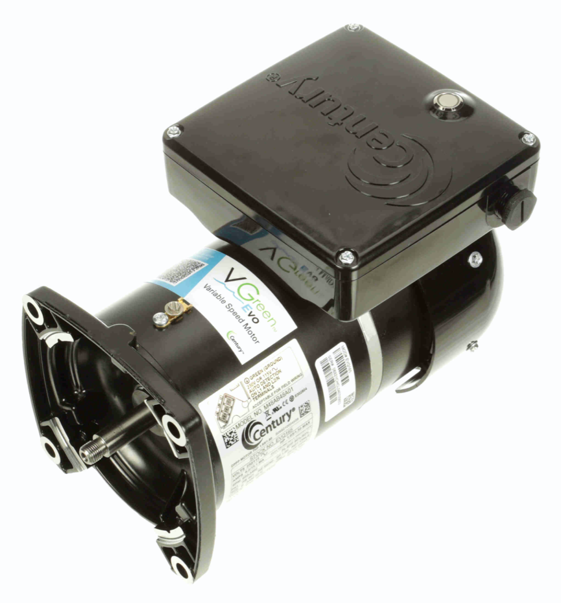 Century Electric VGREEN EVO - EVQ130 - Variable Speed Pool Pump Motor - 48Y Frame - Square Flange - 1.3 HP - 115/230 Volt