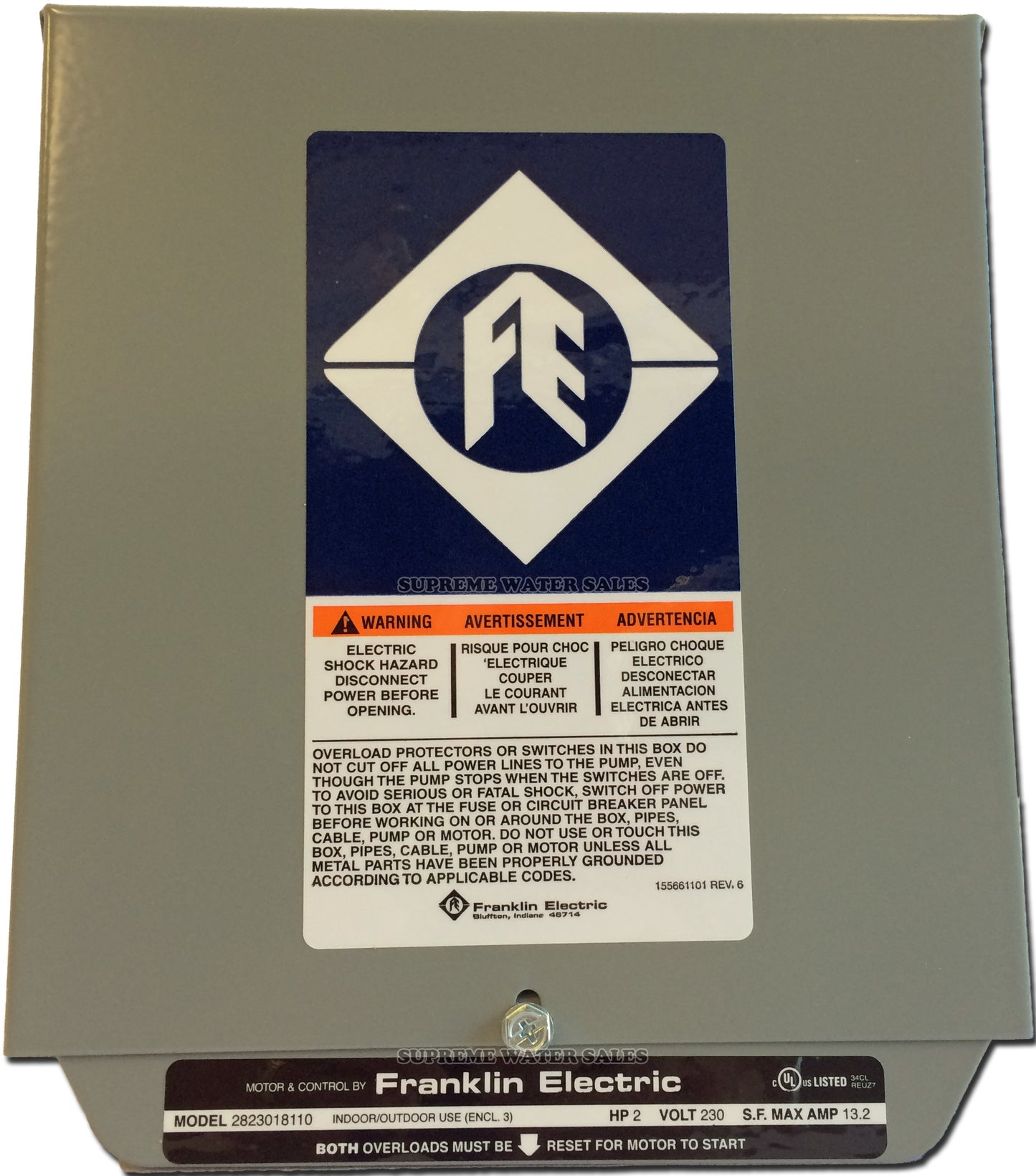 Franklin Electric 2823018110 - 2 HP - Submersible Motor Control Box - STANDARD