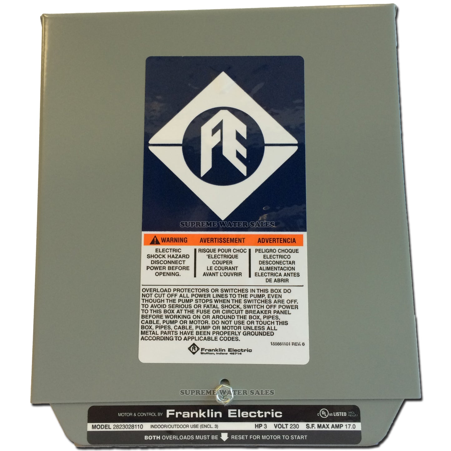 Franklin Electric 2823028110 - 3 HP - Submersible Motor Control Box - STANDARD