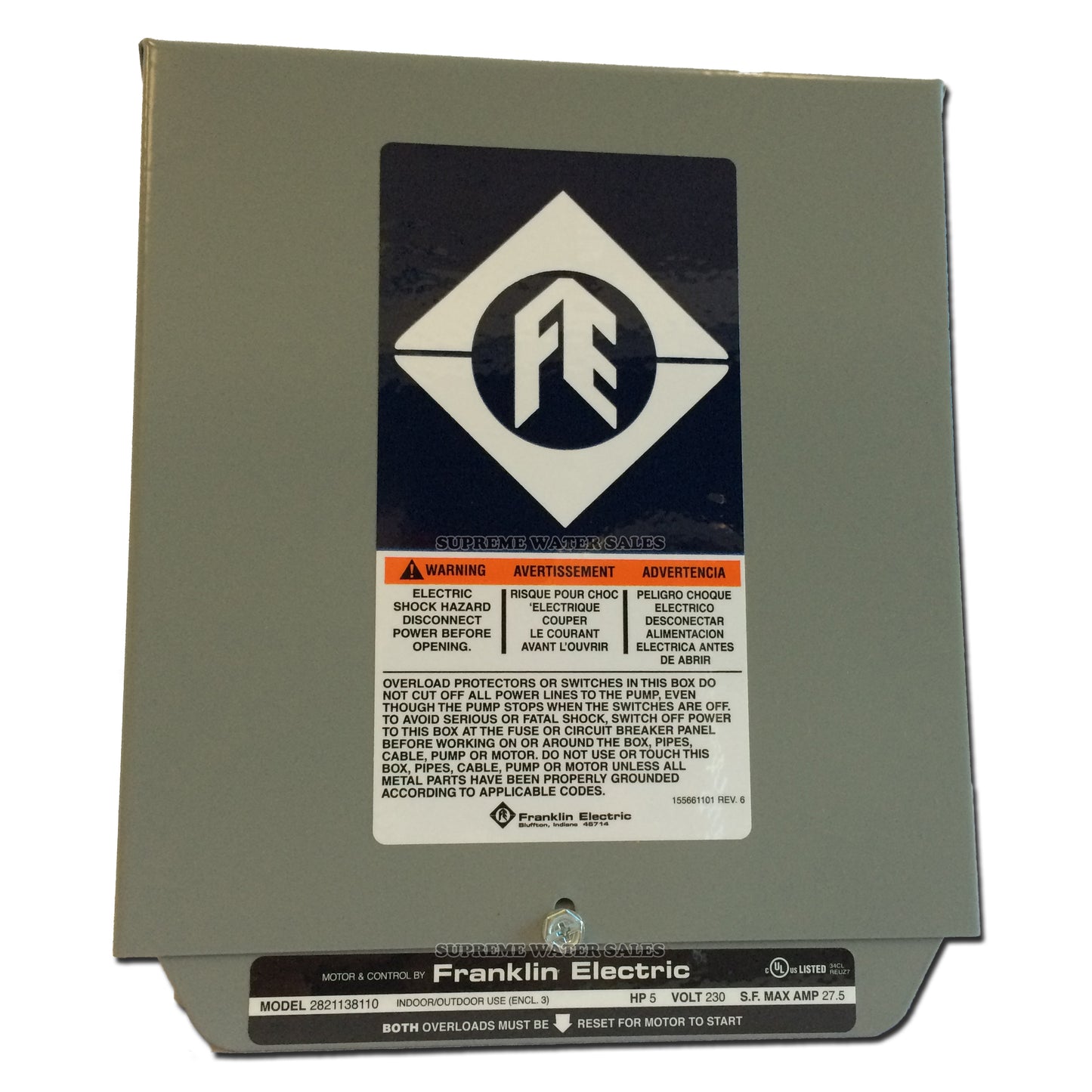 Franklin Electric 2821138110 - 5 HP - Submersible Motor Control Box - STANDARD