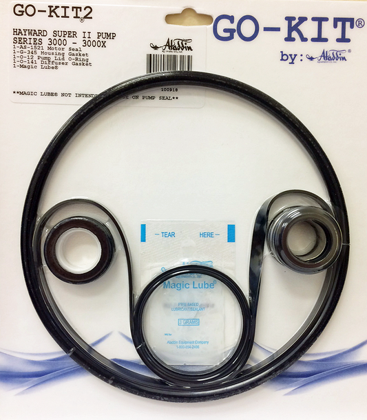 Aladdin GO-KIT2 - Standard Repair Seal Kit - Hayward Super II Pump Series 3000-3000x