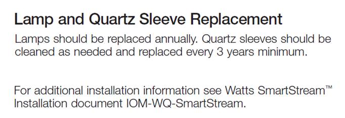 Replacement Quartz Sleeve for 8 & 12 GPM SmartStream UV Systems - T7401107