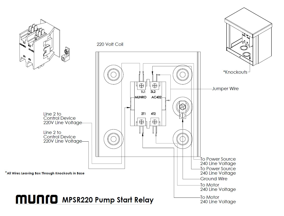 Munro StartBox MPSR220 - Standard - Pump Start Relay - 220V Coil
