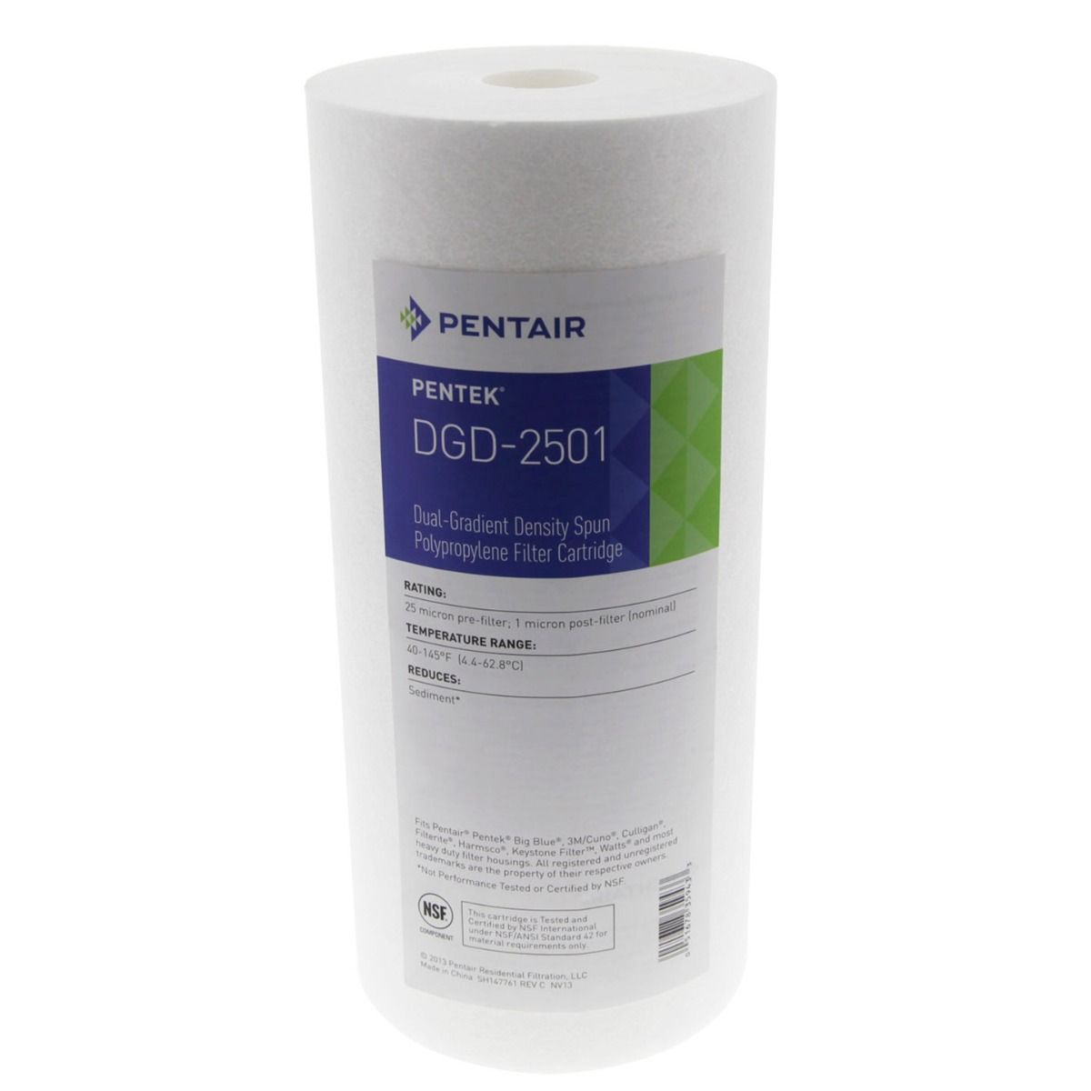 Pentek DGD-2501 - Dual Gradient Density Sediment Filter Cartridges - 4-1/2 x 9-7/8 inch - 25 Micron to 1 Micron