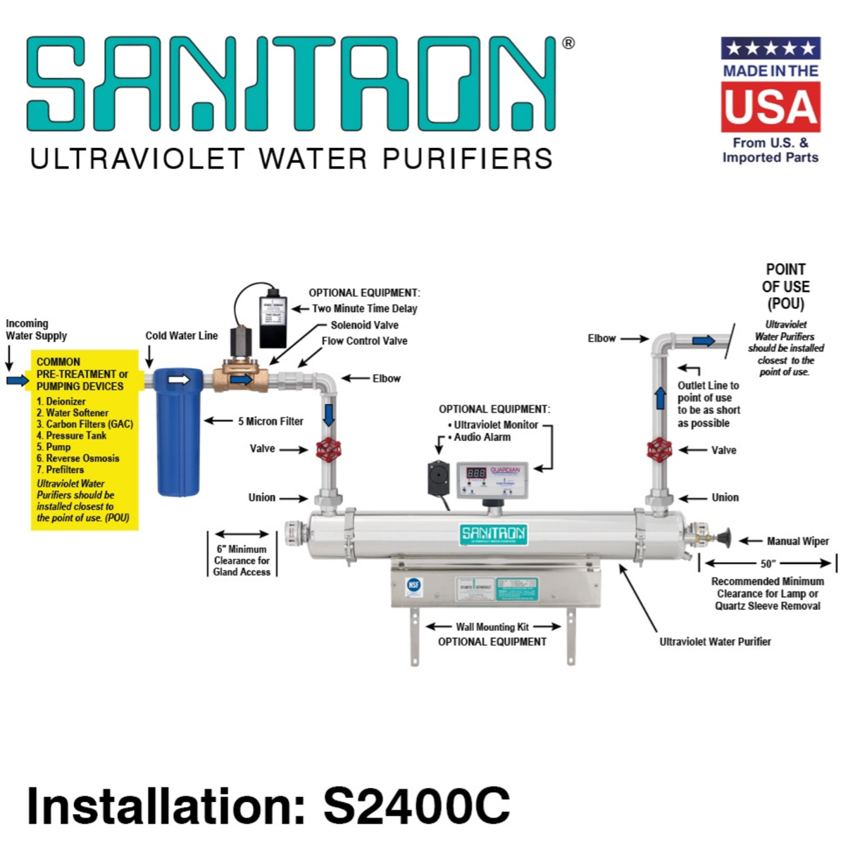 SANITRON - UV Water Purifiers - 40 GPM - S2400C