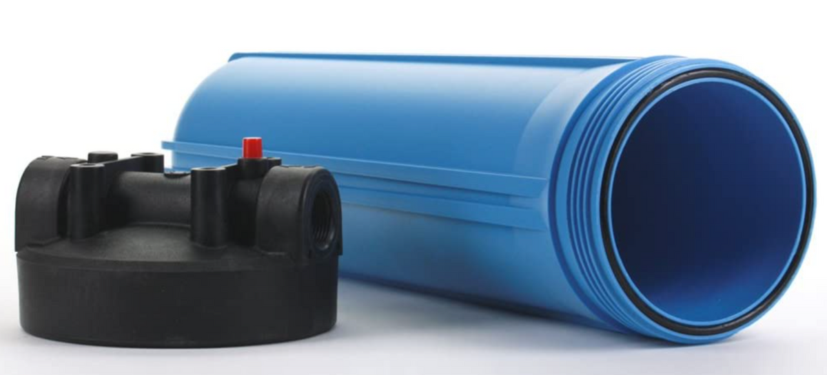 Hydronix Water - HF45 Series - Blue Filter Housing W/Pressure Relief - 4.5 x 20 inch - 1 inch Ports