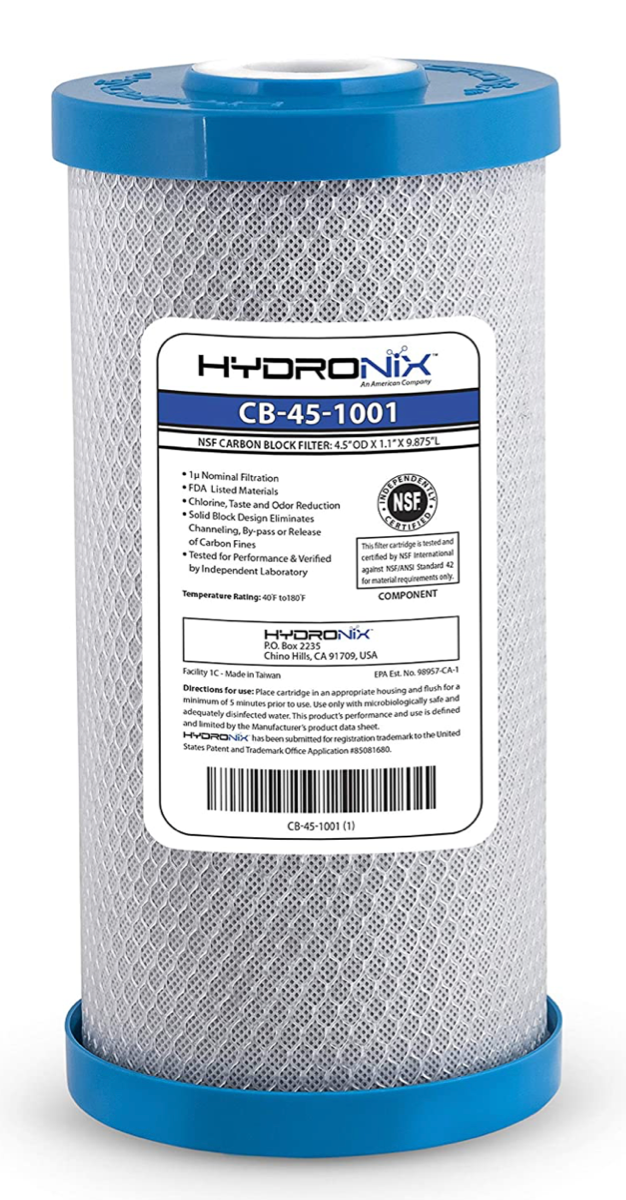Hydronix Carbon Block Filter - 1 micron - 4-1/2 x 9-7/8 - CB-45-1001