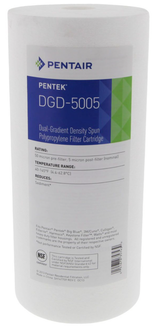 Pentek DGD-5005 - Dual Gradient Density Sediment Filter Cartridges - 4-1/2 x 9-7/8 inch - 50 Micron to 5 Micron