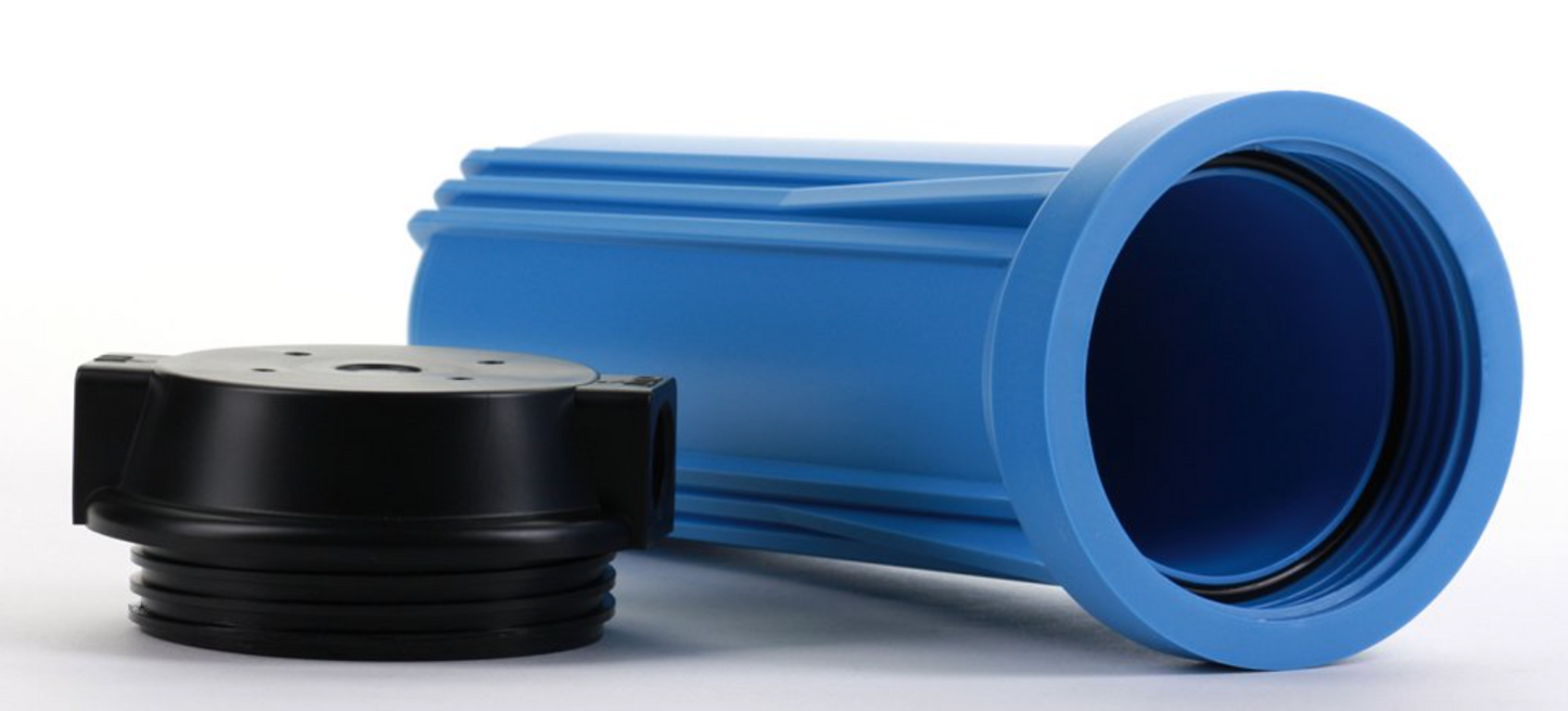 Hydronix - HF2 Series - Blue Filter Housing W/Pressure Relief - 2.5 x 10 inch - 1/4 inch Ports