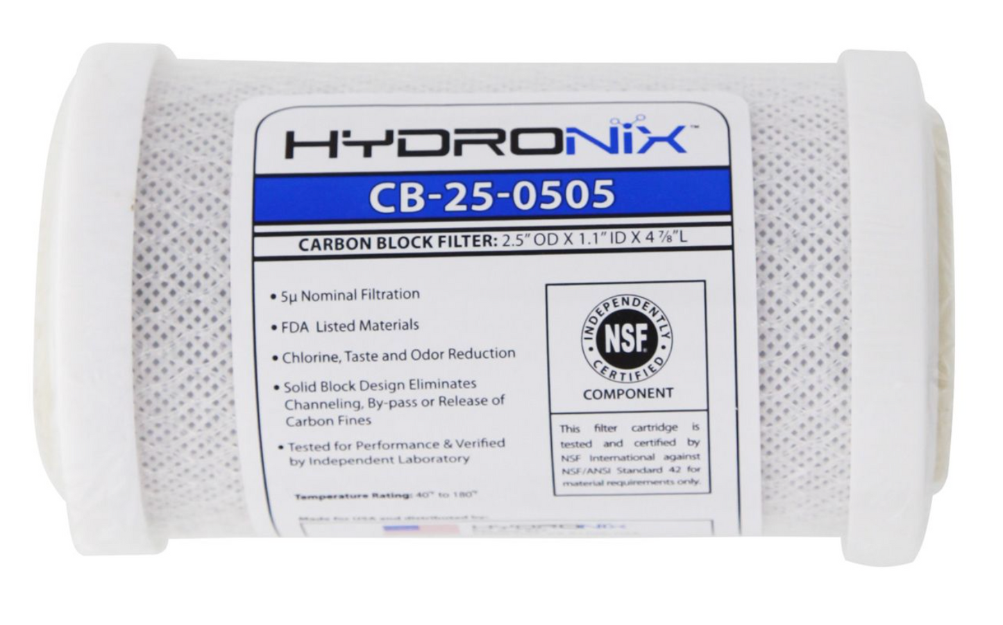 Hydronix Carbon Block Filter - 5 micron - 2-1/2 x 9-7/8 - CB-25-0505