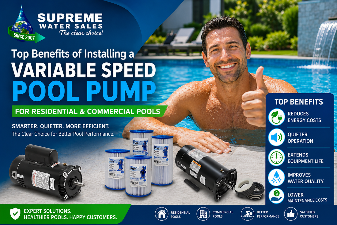 Variable speed pool pump benefits for energy-efficient pool performance.