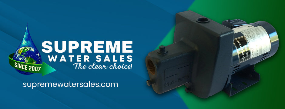 Supreme Water Sales banner featuring company logo and Sta-Rite water pump
