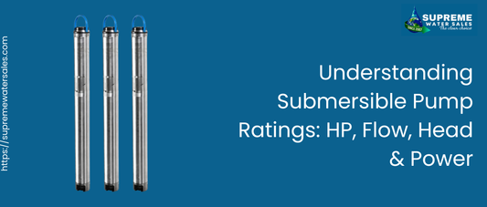 Electric submersible pumps with HP, flow, head and power ratings guide banner