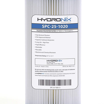 Hydronix Pleated Sediment Water Filter - 10 Micron - 2-1/2 x 9-7/8 inch - SPC-25-1010