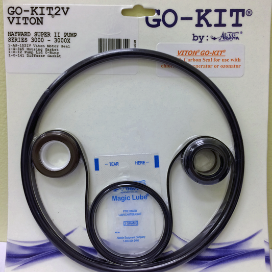 Aladdin GO-KIT2V - Premium Salt Water Repair Seal Kit - Hayward Super II Pump Series 3000-3000x