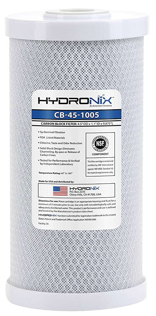 Hydronix Carbon Block Filter - 10 micron -  4-1/2 x 9-7/8 - CB-45-1010