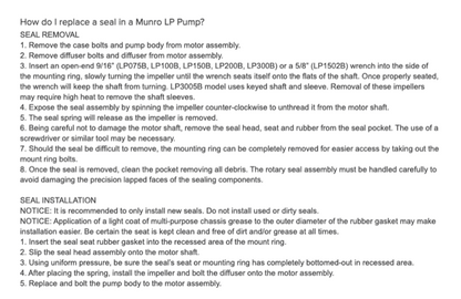 Munro Pump LP Series Seal Kit - SLPKIT : Mechanical Seal, Case Gasket and Diffuser Gasket