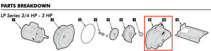 Front Casing (MLP1100) for the Munro Standard LP-Series Pump (does not fit LP1502)