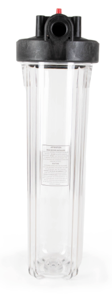 Hydronix Water - HF45 Series - Clear Filter Housing W/Pressure Relief -  4.5 x 20 inch - 1 inch Ports