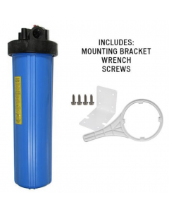 Watts Filter housing, 4.5 x 20 - big blue sump - 1 inch in/out, with bracket w/ wrench 